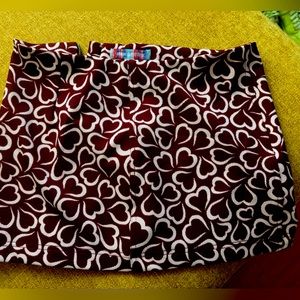 Mini Skirt Maroon with Hearts